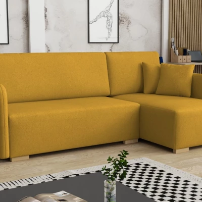 Rohová sedačka na každodenní spaní LUIKA - hořčicová