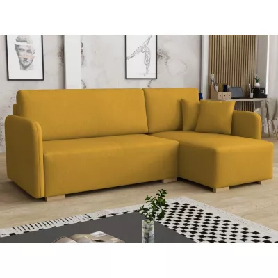 Rohová sedačka na každodenní spaní LUIKA - hořčicová