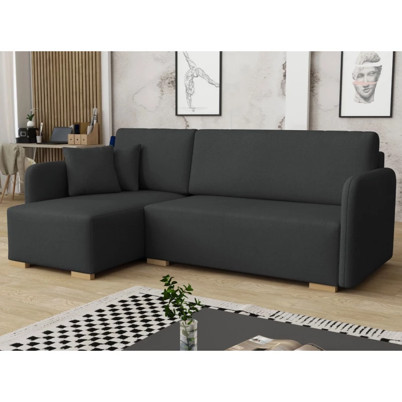 Rohová sedačka na každodenní spaní LUIKA - černá