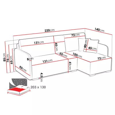 Rohová sedačka na každodenní spaní LUIKA - černá