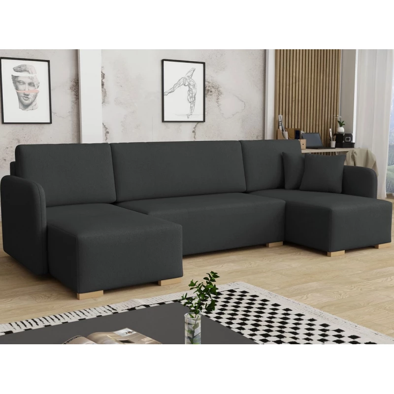 Sedačka do U na každodenní spaní LUIKA - černá