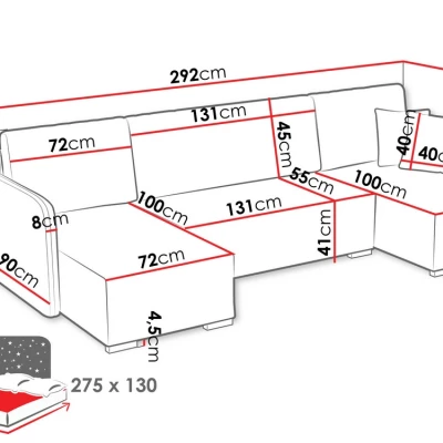 Sedačka do U na každodenní spaní LUIKA - černá
