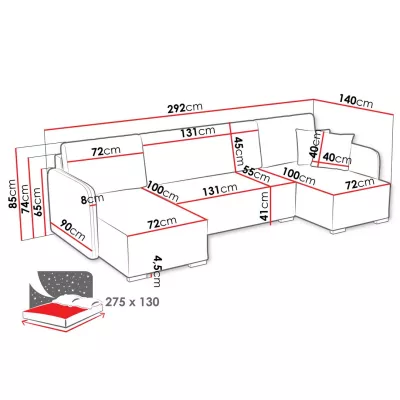 Sedačka do U na každodenní spaní LUIKA - béžovohnědá