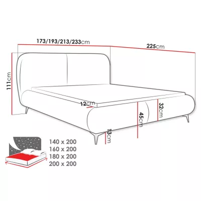 Postel s úložným prostorem 200x200 VLADA - růžová