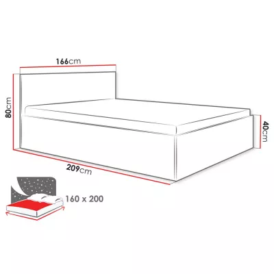 Manželská postel s úložným prostorem 160x200 TABORO - bílá