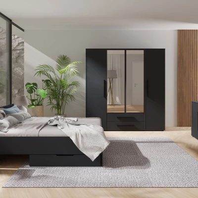 Manželská postel 160x200 ANDELINA - černá matná