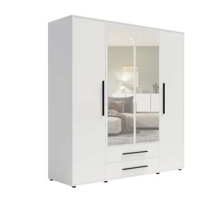 Šatní skříň se zrcadlem 198 cm ANDELINA - bílá matná