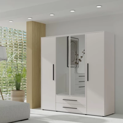 Šatní skříň se zrcadlem 198 cm ANDELINA - bílá matná