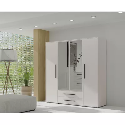 Šatní skříň se zrcadlem 198 cm ANDELINA - bílá matná