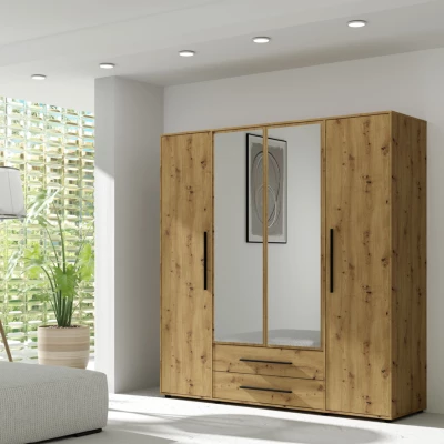 Šatní skříň se zrcadlem 198 cm ANDELINA - dub artisan