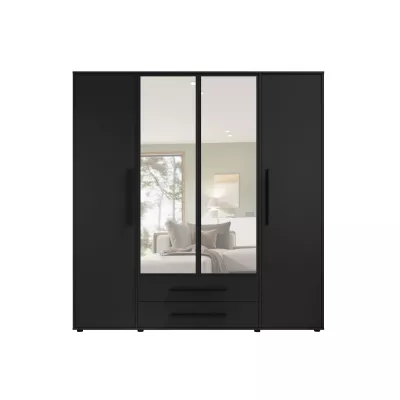 Šatní skříň se zrcadlem 198 cm ANDELINA - černá matná