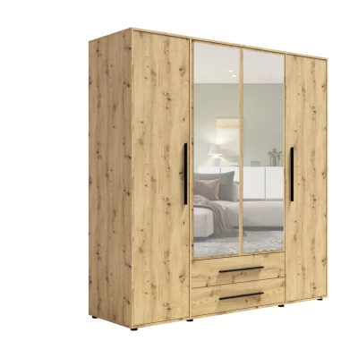 Šatní skříň se zrcadlem 198 cm ANDELINA - dub artisan