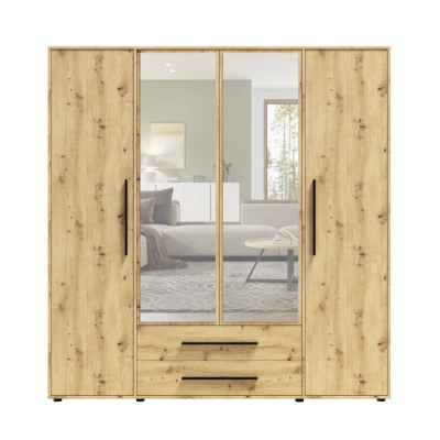 Šatní skříň se zrcadlem 198 cm ANDELINA - dub artisan