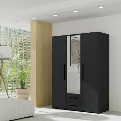 Kombinovaná šatní skříň 150 cm ANDELINA - černá matná