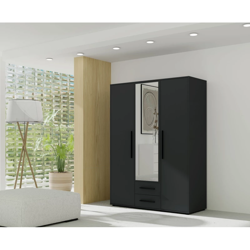 Kombinovaná šatní skříň 150 cm ANDELINA - černá matná