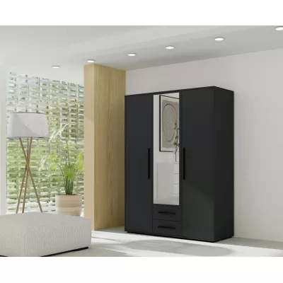 Kombinovaná šatní skříň 150 cm ANDELINA - černá matná