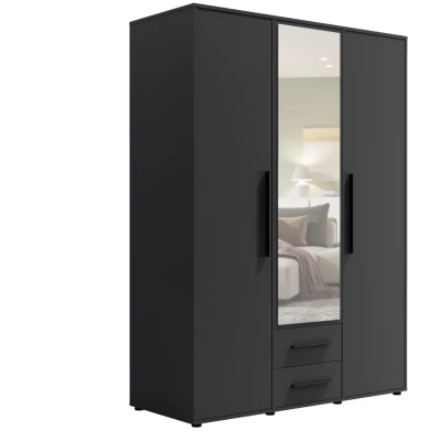 Kombinovaná šatní skříň 150 cm ANDELINA - černá matná