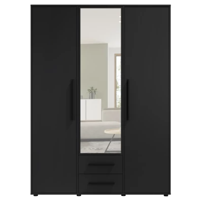 Kombinovaná šatní skříň 150 cm ANDELINA - černá matná