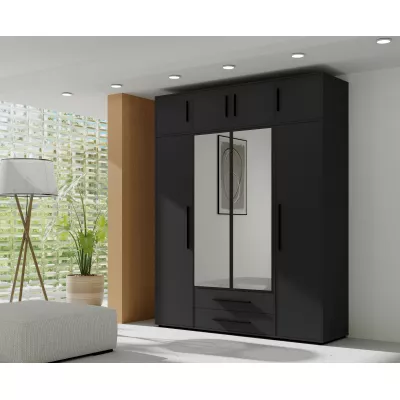 Nástavba na šatní skříň 198 cm ANDELINA - černá matná