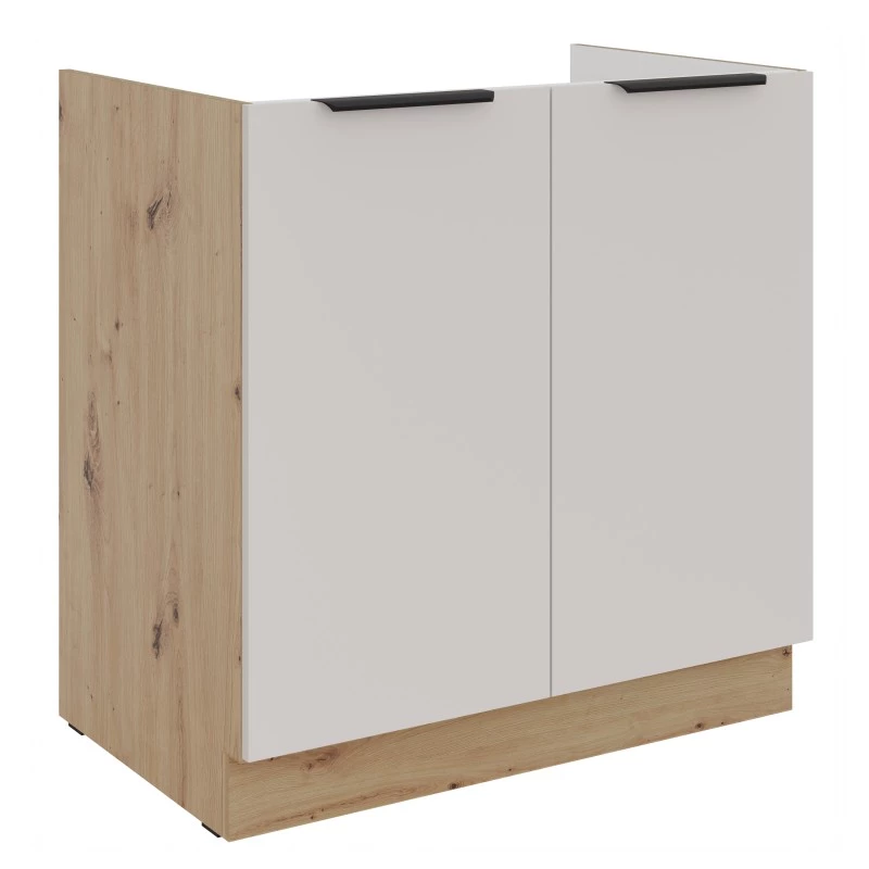 Dřezová skříňka NICOLLA - šířka 80 cm, kašmír / dub artisan