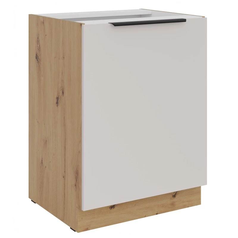 Dolní jednodveřová skříňka NICOLLA - šířka 60 cm, kašmír / dub artisan