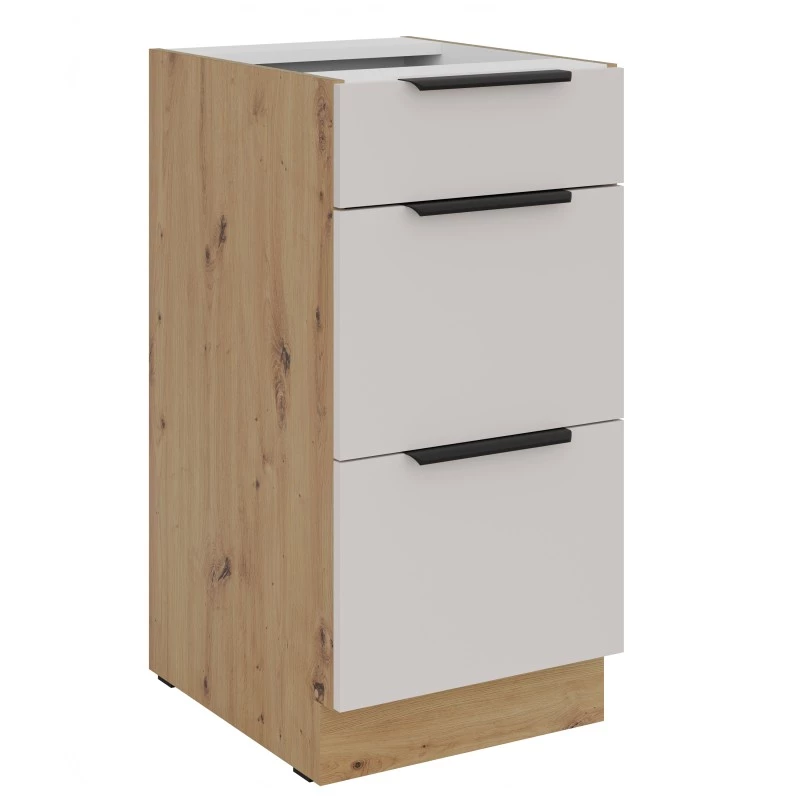 Kuchyňská skříňka se šuplíky NICOLLA - šířka 40 cm, kašmír / dub artisan