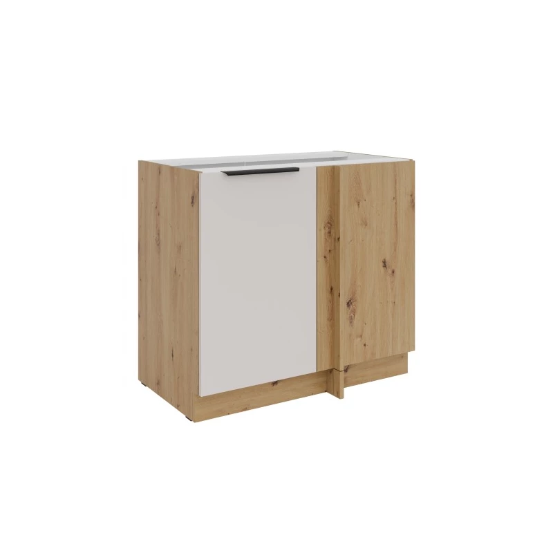 Prodloužená rohová skříňka NICOLLA - šířka 90 cm, kašmír / dub artisan