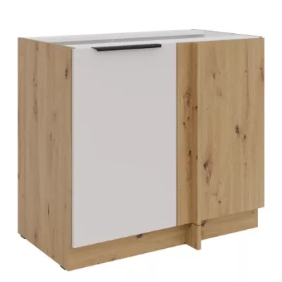 Prodloužená rohová skříňka NICOLLA - šířka 90 cm, kašmír / dub artisan