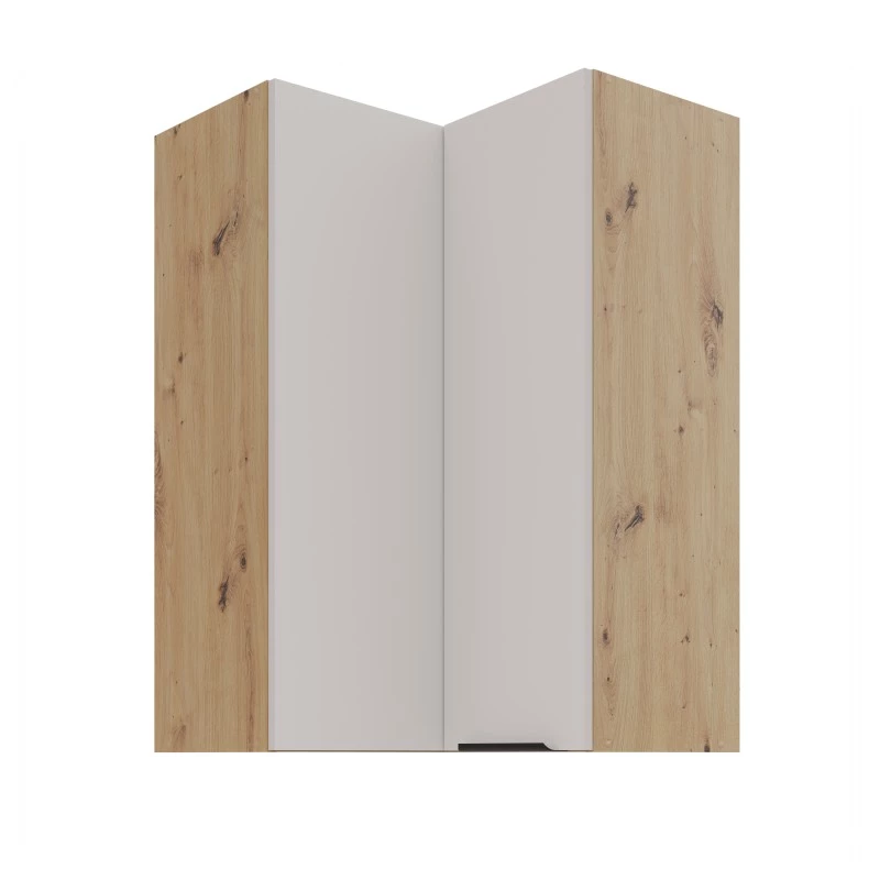 Vysoká rohová skříňka NICOLLA 2 - 60x60 cm, kašmír / dub artisan