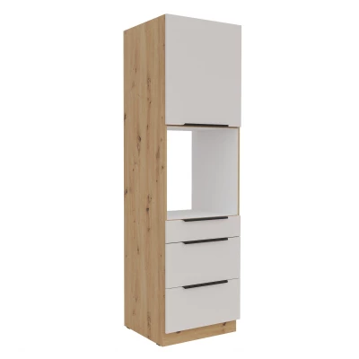 Skříň na vestavnou troubu se šuplíky NICOLLA - šířka 60 cm, kašmír / dub artisan