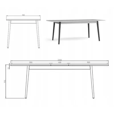 Jídelní rozkládací stůl 180(220)x90 MALAMBO - šedý