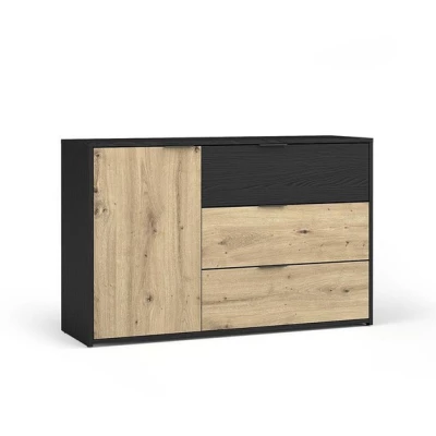 Kombinovaná komoda SALAMINA - dub artisan / černá grafitová