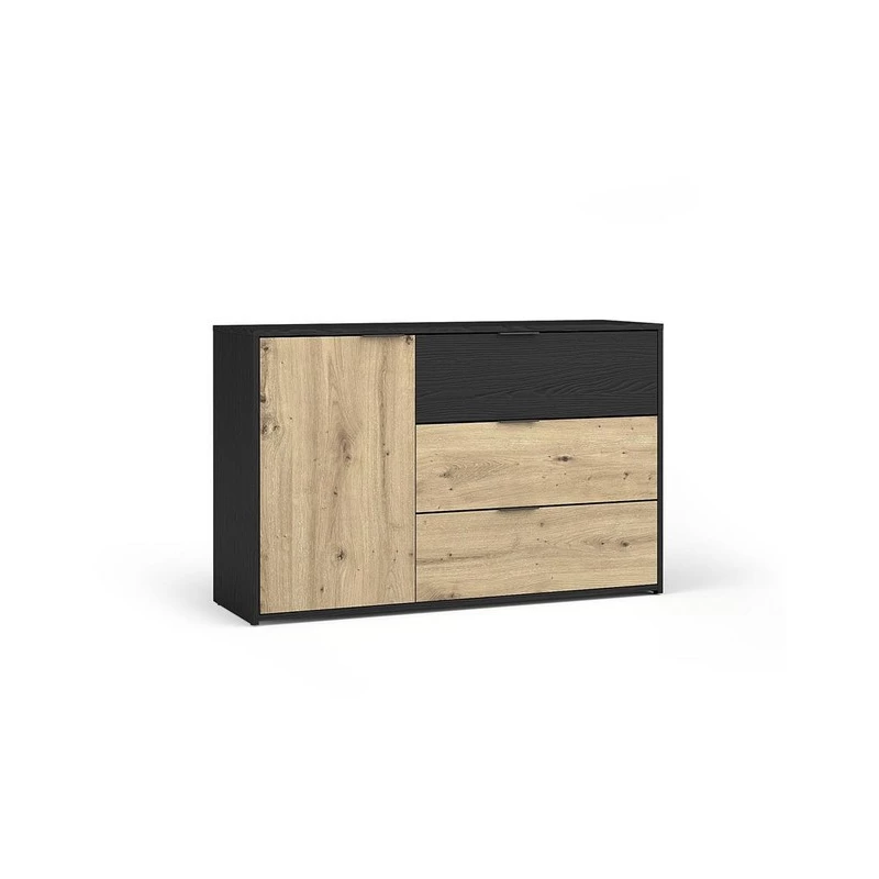 Kombinovaná komoda SALAMINA - dub artisan / černá grafitová