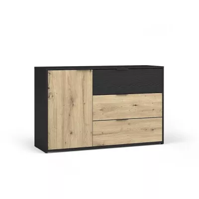 Kombinovaná komoda SALAMINA - dub artisan / černá grafitová