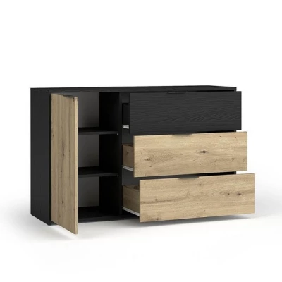 Kombinovaná komoda SALAMINA - dub artisan / černá grafitová