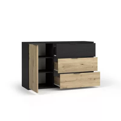 Kombinovaná komoda SALAMINA - dub artisan / černá grafitová