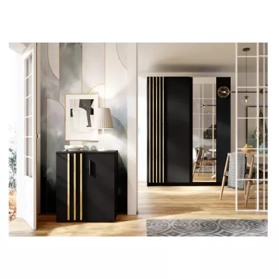 Komoda s dvířky VANADILO 1 - dub artisan / černá