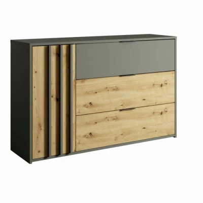 Kombinovaná komoda GUADUAS - dub artisan / grafitová