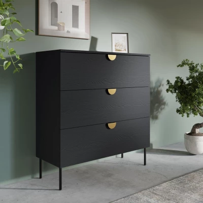 Zásuvková komoda MOSQURA - černá grafitová