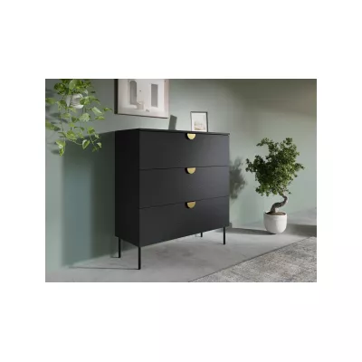 Zásuvková komoda MOSQURA - černá grafitová
