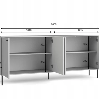 Široká komoda s dvířky MALAMBO - šedá