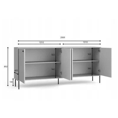 Široká komoda s dvířky MALAMBO - šedá