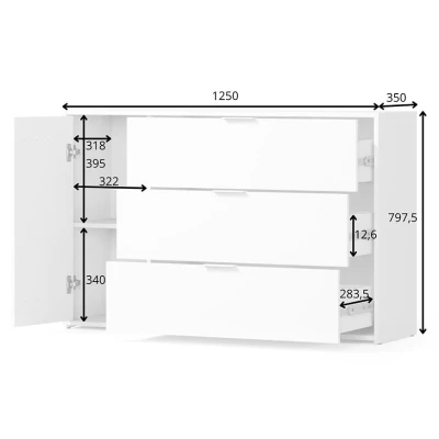 Kombinovaná komoda TURBO - dub artisan / bílá