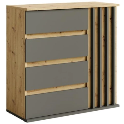 Kombinovaná komoda JAMUNDI - dub artisan / grafitová