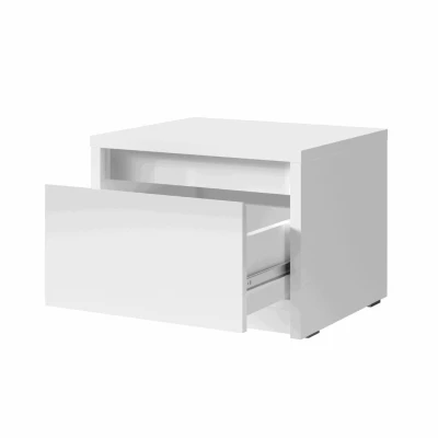 Set 2x noční stolek GUAMO - alpský bílý / lesklý bílý