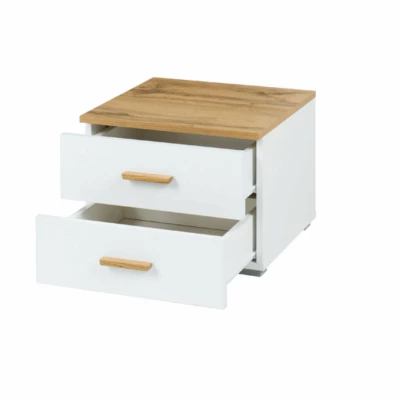 Set 2x noční stolek GARZON - dub wotan / alpský bílý