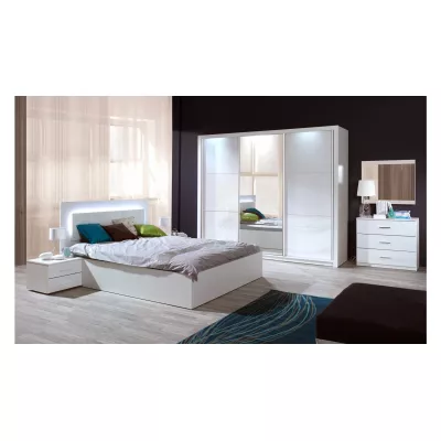 Set 2x noční stolek CAJICA - alpský bílá / lesklý bílý