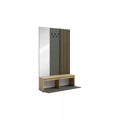 Předsíňová stěna se zrcadlem JAMUNDI - dub artisan / grafitová