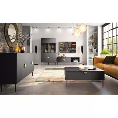 Široký televizní stolek 200 cm MOSQURA - černý grafitový