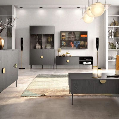 Televizní stolek 160 cm MOSQURA - černý grafitový